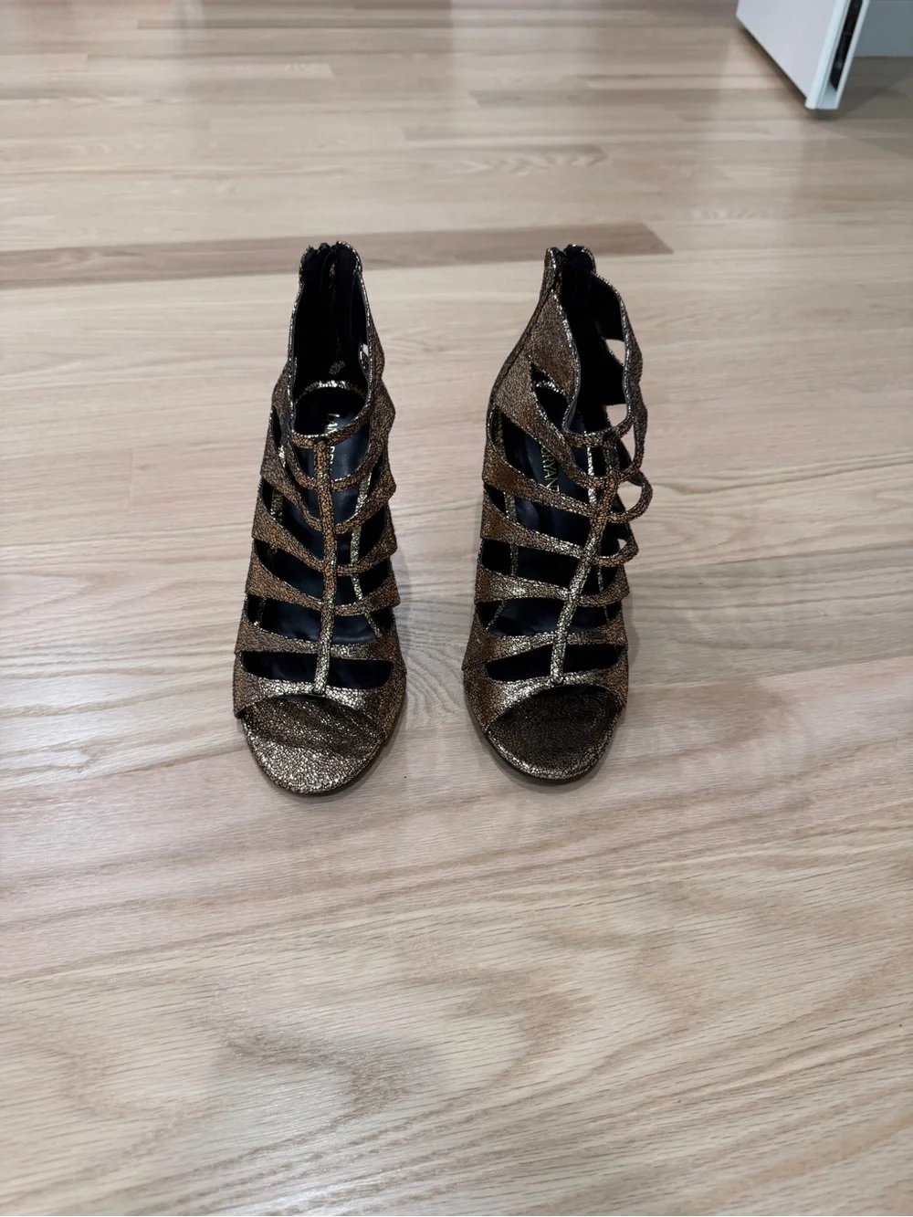 Lane Bryant Gold Glitter Strappy High Heel Sandals